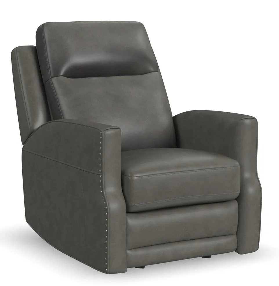 Flexsteel Furniture 1585-54PH-72702 Maxwell Cinder Leather Power Gliding Recliner with Power Headrest and Lumbar