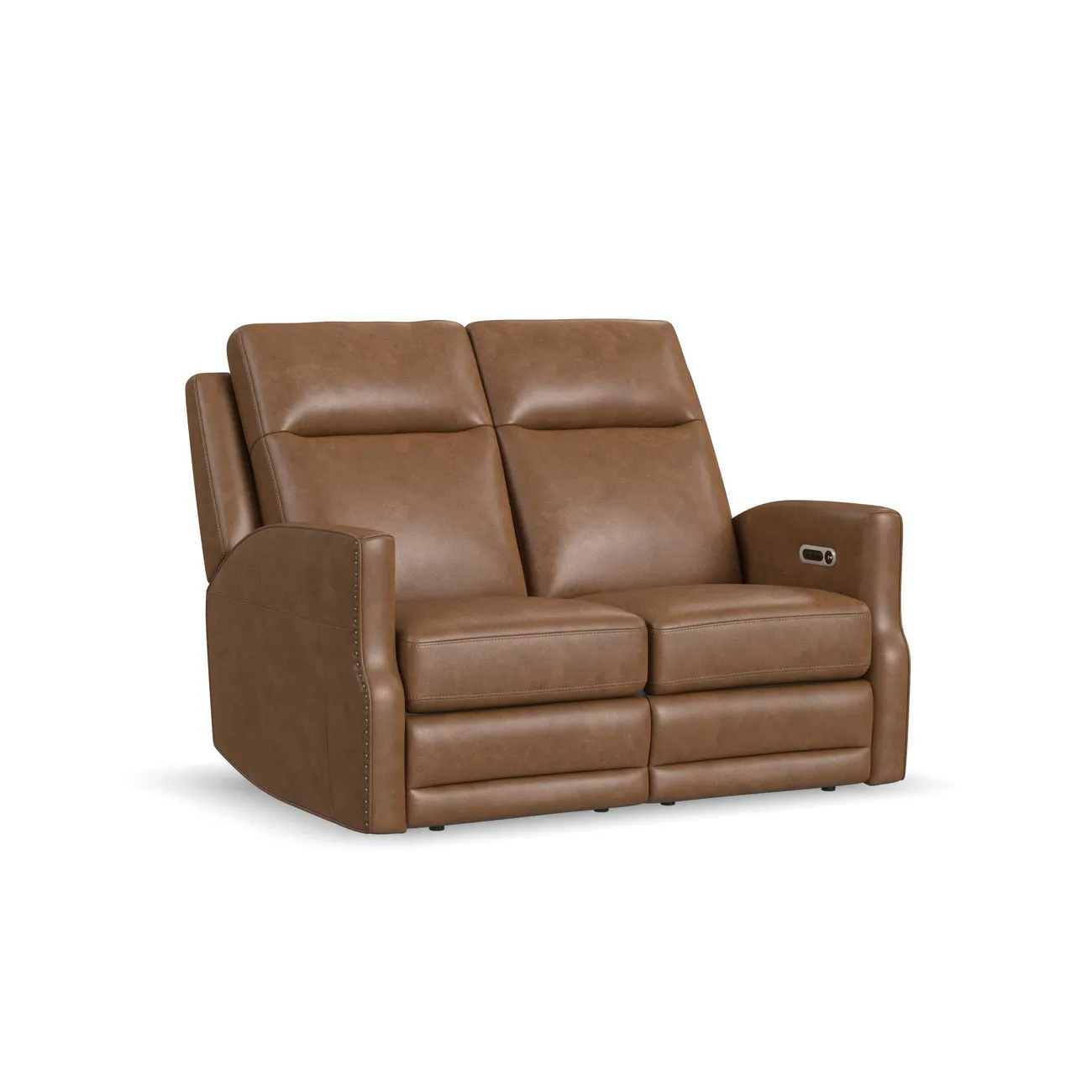 Flexsteel Furniture 1585-60PH-68572 Maxwell Cedar Leather Power Reclining Loveseat with Power Headrests and Lumbar