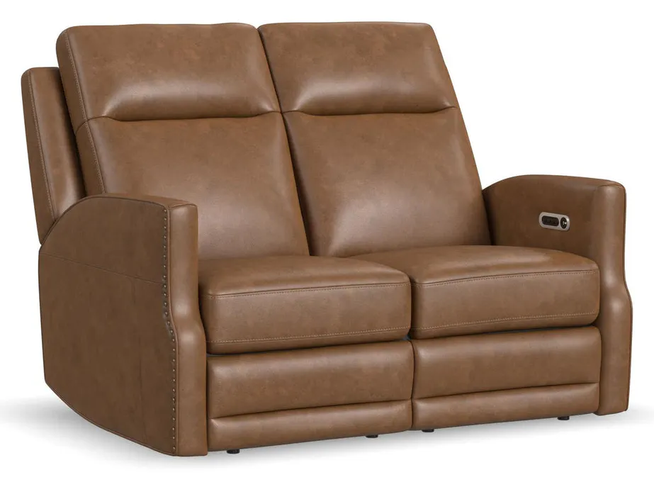 Flexsteel Furniture 1585-60PH-68572 Maxwell Cedar Leather Power Reclining Loveseat with Power Headrests and Lumbar Flexsteel Furniture 1585-60PH-68572 Maxwell Cedar Leather Power Reclining Loveseat with Power Headrests and Lumbar