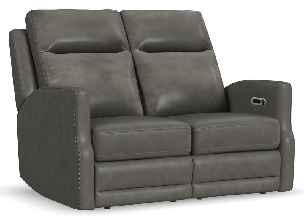 Flexsteel Furniture 1585-60PH-72702 Maxwell Cinder Leather Power Reclining Loveseat with Power Headrests and Lumbar Flexsteel Furniture 1585-60PH-72702 Maxwell Cinder Leather Power Reclining Loveseat with Power Headrests and Lumbar