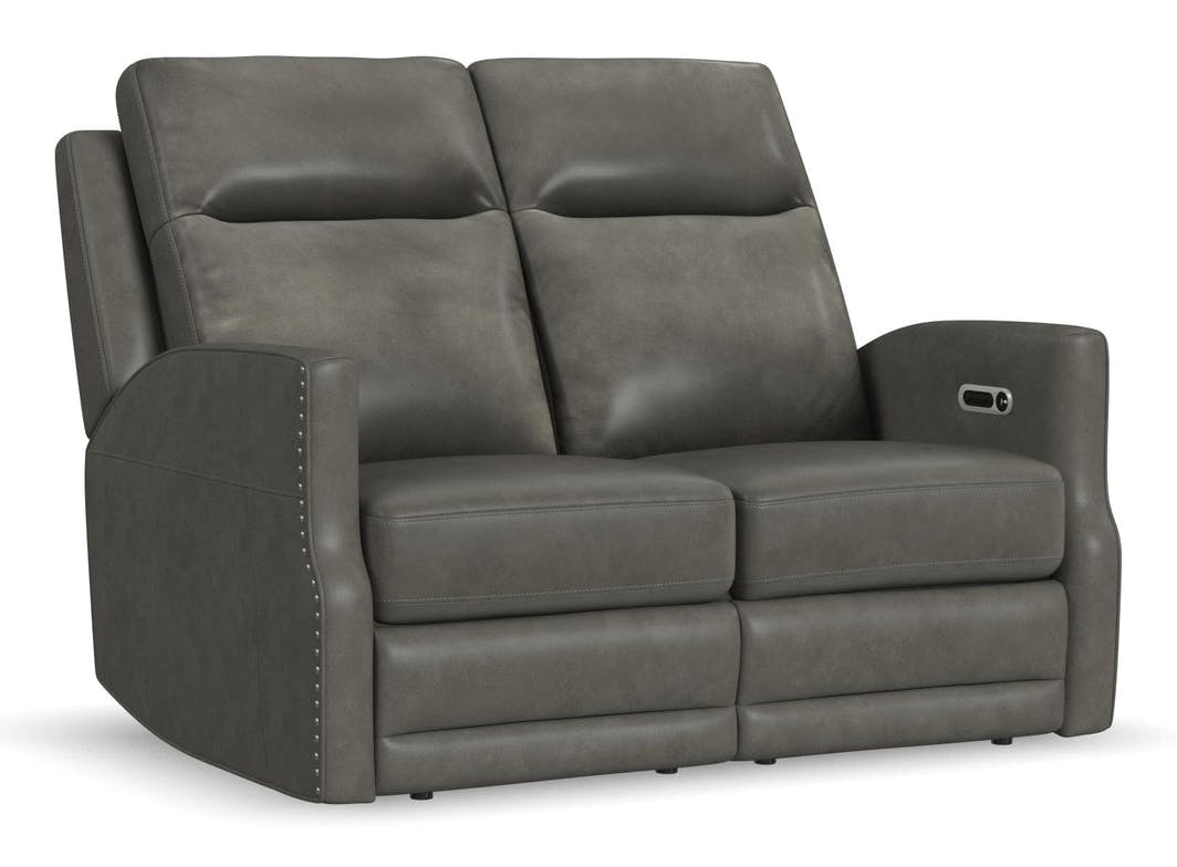 Flexsteel Furniture 1585-60PH-72702 Maxwell Cinder Leather Power Reclining Loveseat with Power Headrests and Lumbar Flexsteel Furniture 1585-60PH-72702 Maxwell Cinder Leather Power Reclining Loveseat with Power Headrests and Lumbar