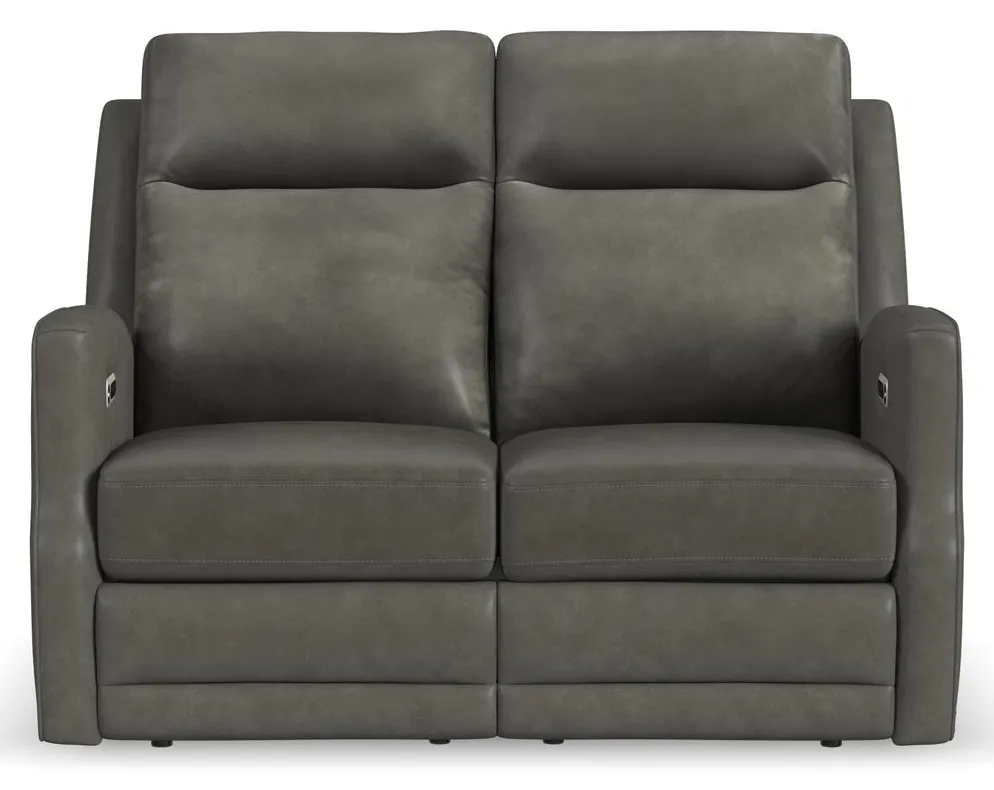 Flexsteel Furniture 1585-60PH-72702 Maxwell Cinder Leather Power Reclining Loveseat with Power Headrests and Lumbar Flexsteel Furniture 1585-60PH-72702 Maxwell Cinder Leather Power Reclining Loveseat with Power Headrests and Lumbar