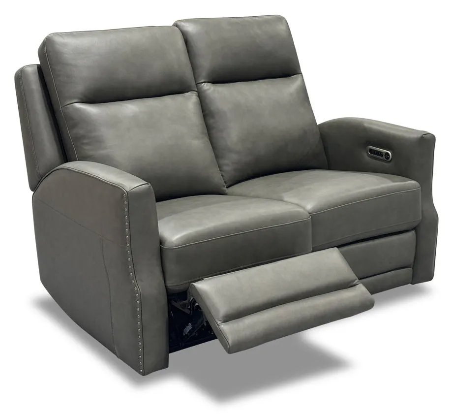 Flexsteel Furniture 1585-60PH-72702 Maxwell Cinder Leather Power Reclining Loveseat with Power Headrests and Lumbar Flexsteel Furniture 1585-60PH-72702 Maxwell Cinder Leather Power Reclining Loveseat with Power Headrests and Lumbar