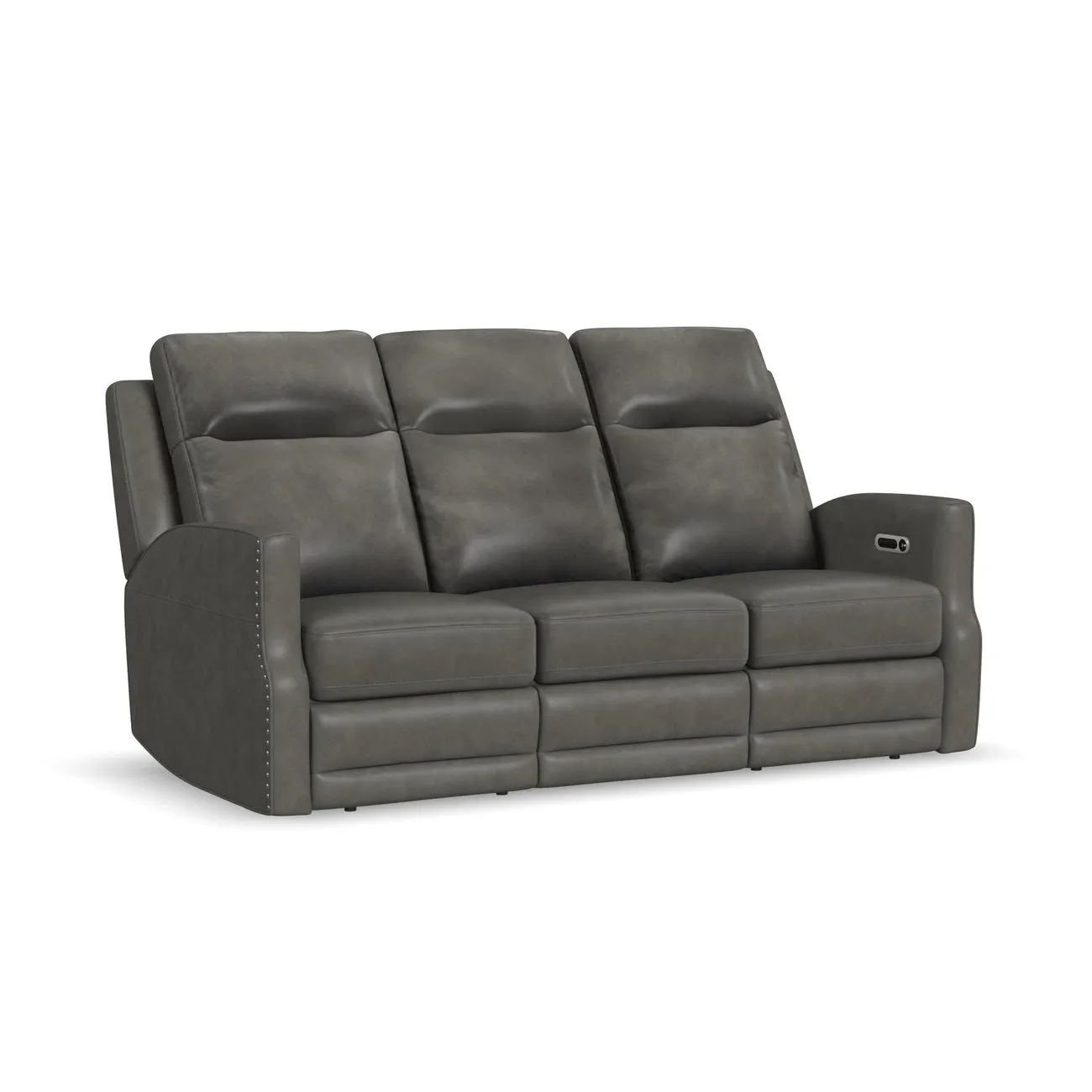 Flexsteel Furniture 1585-62PH-72702 Maxwell Cinder Leather Power Reclining Sofa with Power Headrests and Lumbar