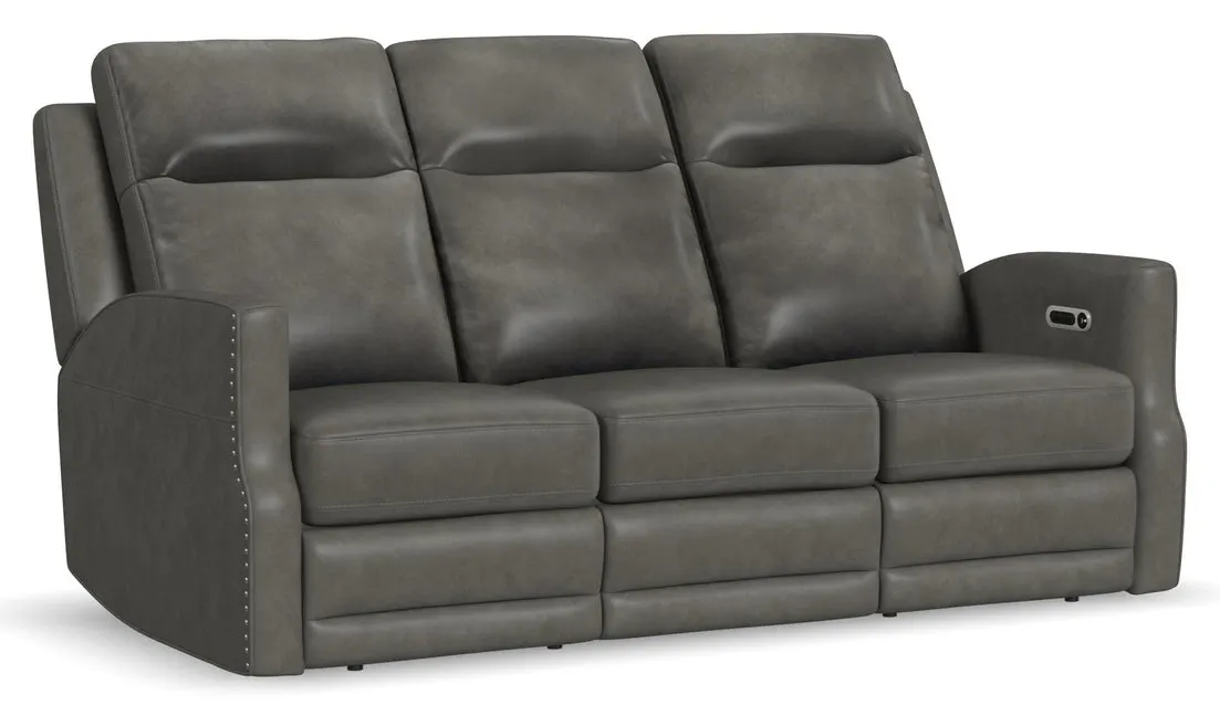Flexsteel Furniture 1585-62PH-72702 Maxwell Cinder Leather Power Reclining Sofa with Power Headrests and Lumbar Flexsteel Furniture 1585-62PH-72702 Maxwell Cinder Leather Power Reclining Sofa with Power Headrests and Lumbar