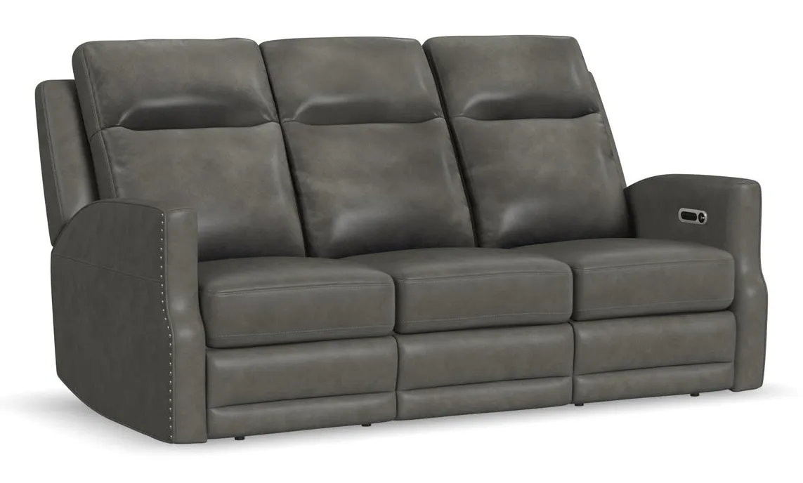 Flexsteel Furniture 1585-62PH-72702 Maxwell Cinder Leather Power Reclining Sofa with Power Headrests and Lumbar Flexsteel Furniture 1585-62PH-72702 Maxwell Cinder Leather Power Reclining Sofa with Power Headrests and Lumbar
