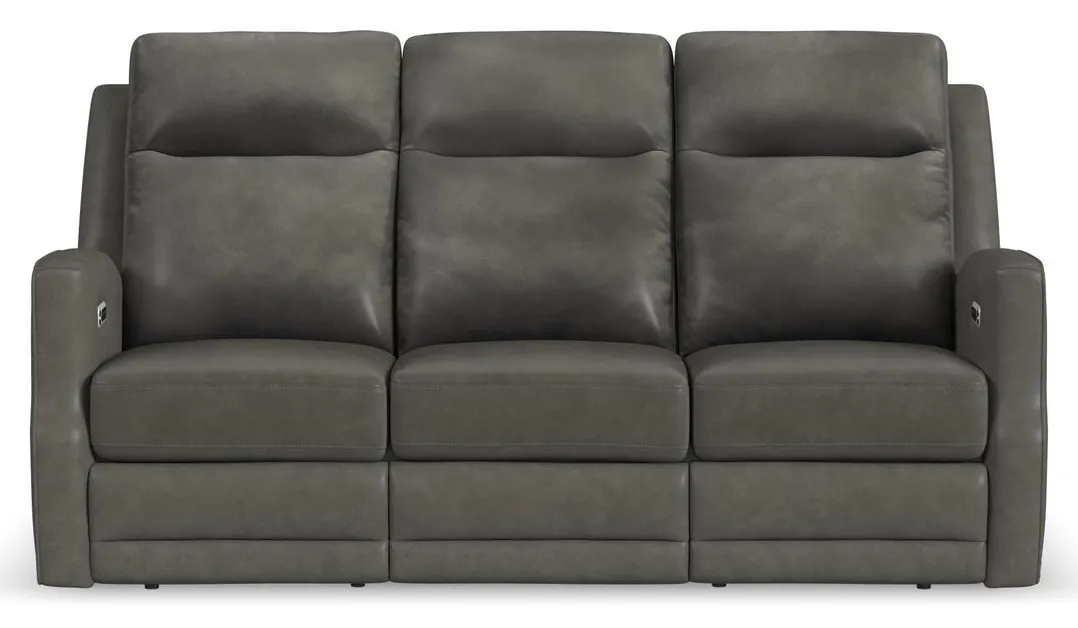 Flexsteel Furniture 1585-62PH-72702 Maxwell Cinder Leather Power Reclining Sofa with Power Headrests and Lumbar Flexsteel Furniture 1585-62PH-72702 Maxwell Cinder Leather Power Reclining Sofa with Power Headrests and Lumbar