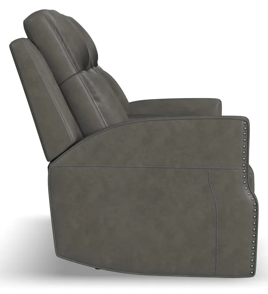Flexsteel Furniture 1585-64PH-72702 Maxwell Cinder Leather Power Reclining Loveseat with Console, Power Headrests and Lumbar Flexsteel Furniture 1585-64PH-72702 Maxwell Cinder Leather Power Reclining Loveseat with Console, Power Headrests and Lumbar