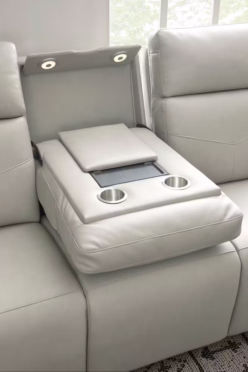 Flexsteel Furniture 1592-63P5-38601 Vernon Dove Grey Fabric Power Reclining Sofa with Power Headrests, Lumbar, Heat and Massage Flexsteel Furniture 1592-63P5-38601 Vernon Dove Grey Fabric Power Reclining Sofa with Power Headrests, Lumbar, Heat and Massage