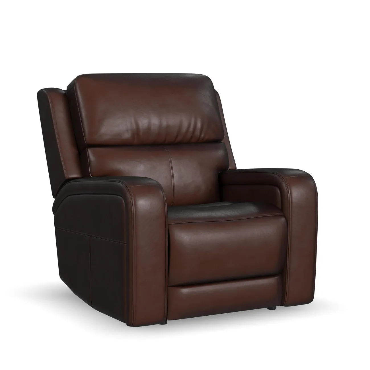 Flexsteel Furniture 1750-50P5-70570 Oasis Truffle Leather Power Recliner with Power Headrest, Lumbar, Heat and Massage