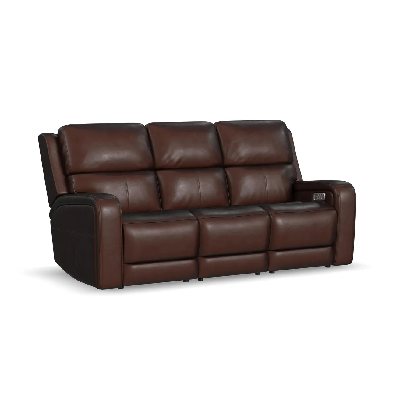 Flexsteel Furniture 1750-62P5-70570 Oasis Truffle Leather Power Reclining Sofa with Power Headrests, Lumbar, Heat and Massage