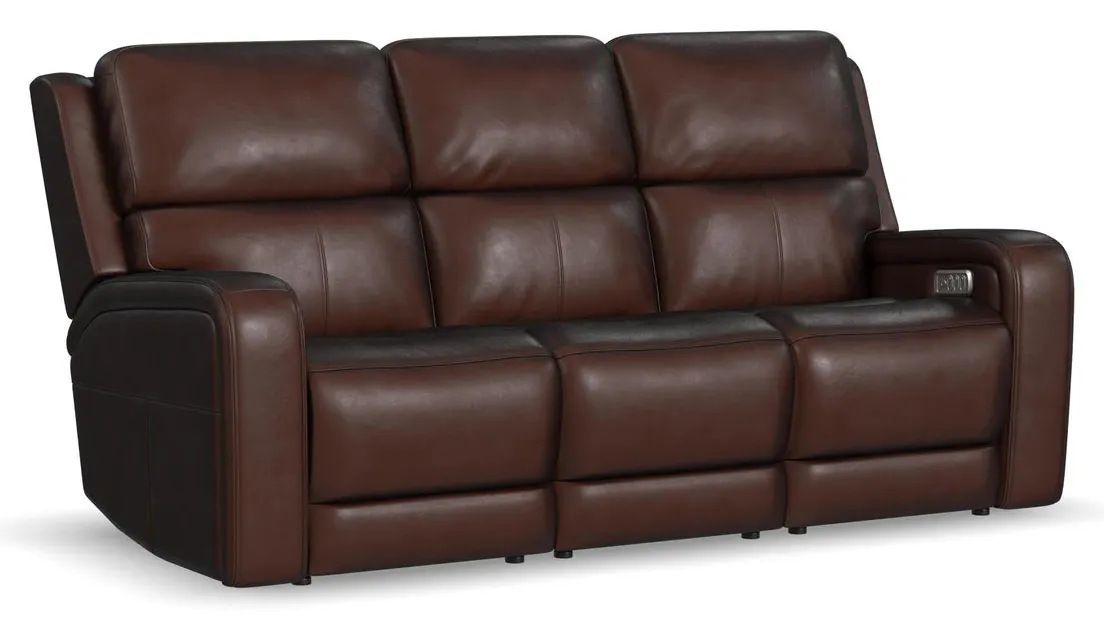 Flexsteel Furniture 1750-62P5-70570 Oasis Truffle Leather Power Reclining Sofa with Power Headrests, Lumbar, Heat and Massage Flexsteel Furniture 1750-62P5-70570 Oasis Truffle Leather Power Reclining Sofa with Power Headrests, Lumbar, Heat and Massage