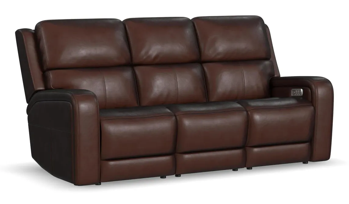Flexsteel Furniture 1750-62P5-70570 Oasis Truffle Leather Power Reclining Sofa with Power Headrests, Lumbar, Heat and Massage Flexsteel Furniture 1750-62P5-70570 Oasis Truffle Leather Power Reclining Sofa with Power Headrests, Lumbar, Heat and Massage