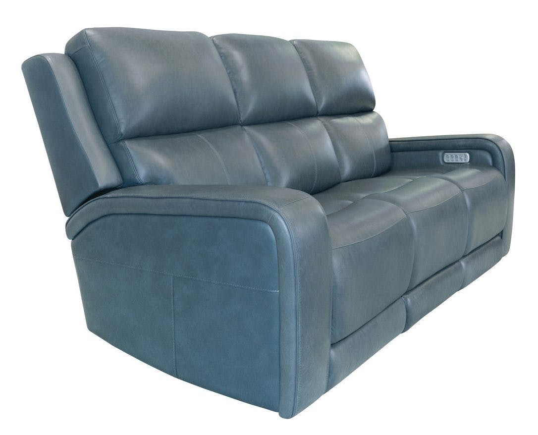 Flexsteel Furniture 1750-62P5-73440 Oasis Storm Leather Power Reclining Sofa with Power Headrests, Lumbar, Heat and Massage
