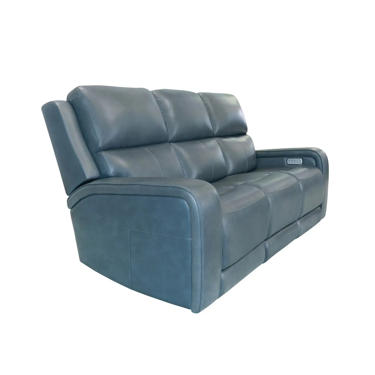 Flexsteel Furniture 1750-62P5-73440 Oasis Storm Leather Power Reclining Sofa with Power Headrests, Lumbar, Heat and Massage
