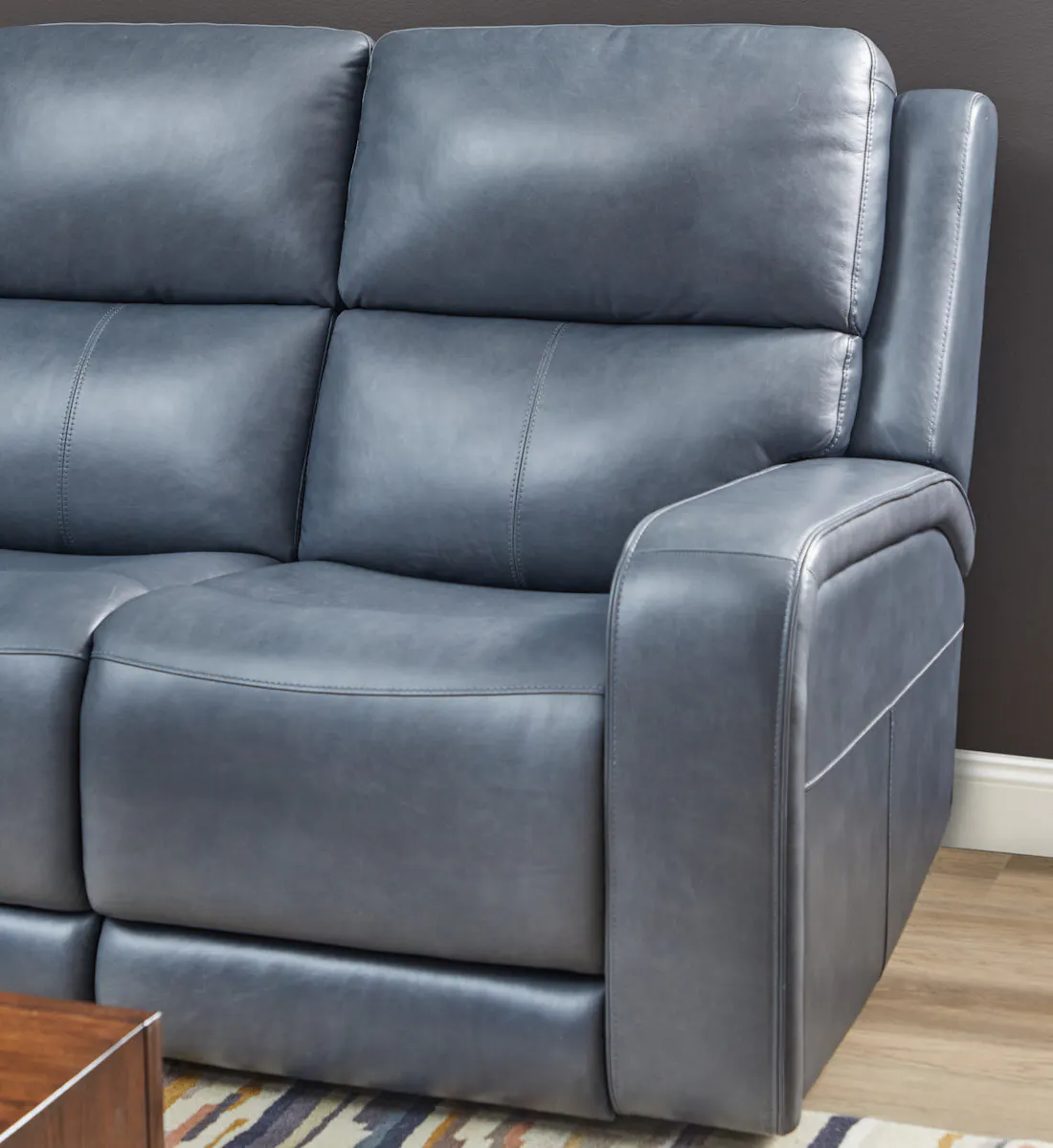 Flexsteel Furniture 1750-62P5-73440 Oasis Storm Leather Power Reclining Sofa with Power Headrests, Lumbar, Heat and Massage Flexsteel Furniture 1750-62P5-73440 Oasis Storm Leather Power Reclining Sofa with Power Headrests, Lumbar, Heat and Massage