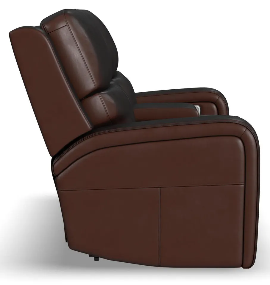 Flexsteel Furniture 1750-64P5-70570 Oasis Truffle Leather Power Reclining Loveseat with Console, Power Headrests, Lumbar, Heat and Massage Flexsteel Furniture 1750-64P5-70570 Oasis Truffle Leather Power Reclining Loveseat with Console, Power Headrests, Lumbar, Heat and Massage