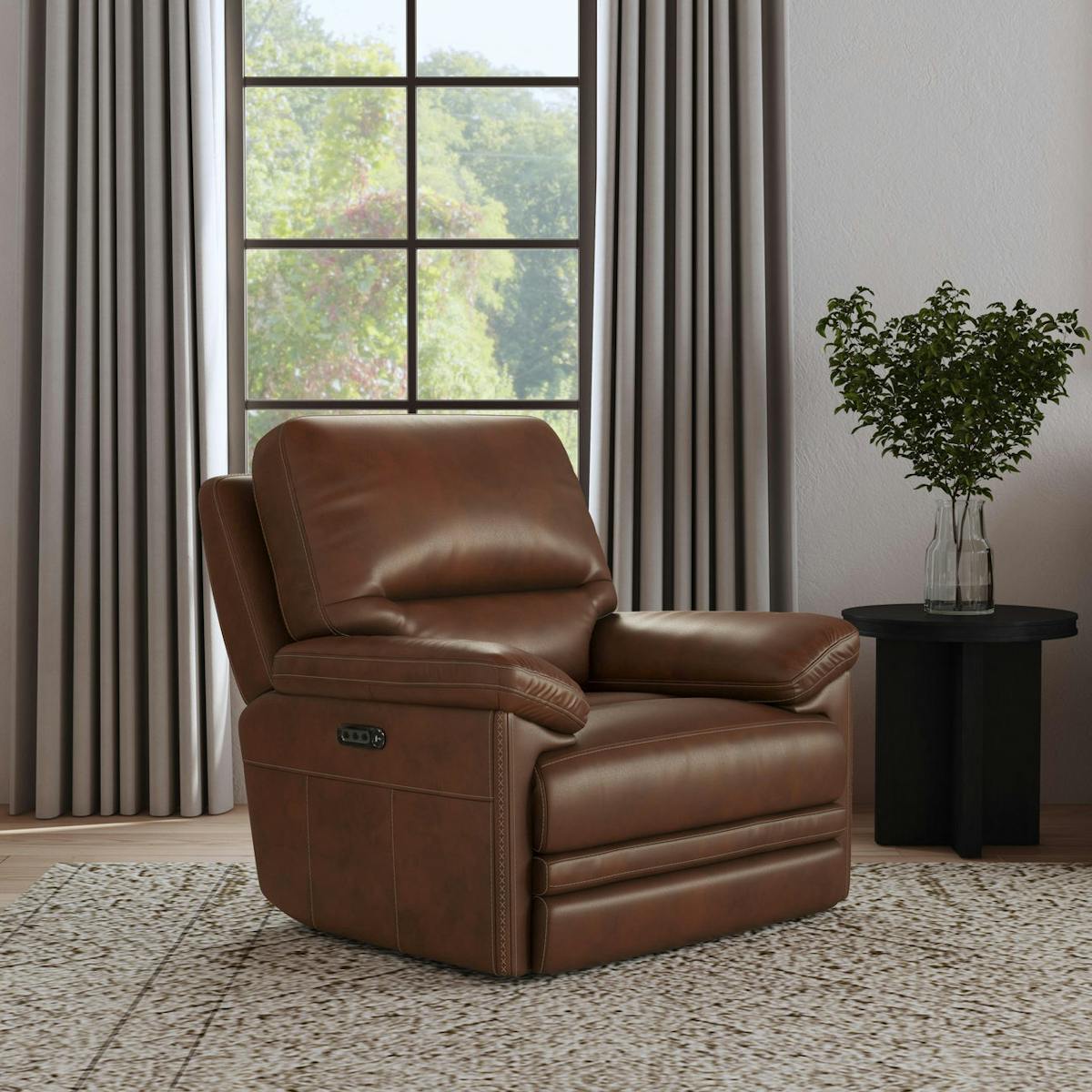 Flexsteel Furniture 1825-54PH-90772 David Pecan Leather Power Gliding Recliner with Power Headrest and Lumbar Flexsteel Furniture 1825-54PH-90772 David Pecan Leather Power Gliding Recliner with Power Headrest and Lumbar