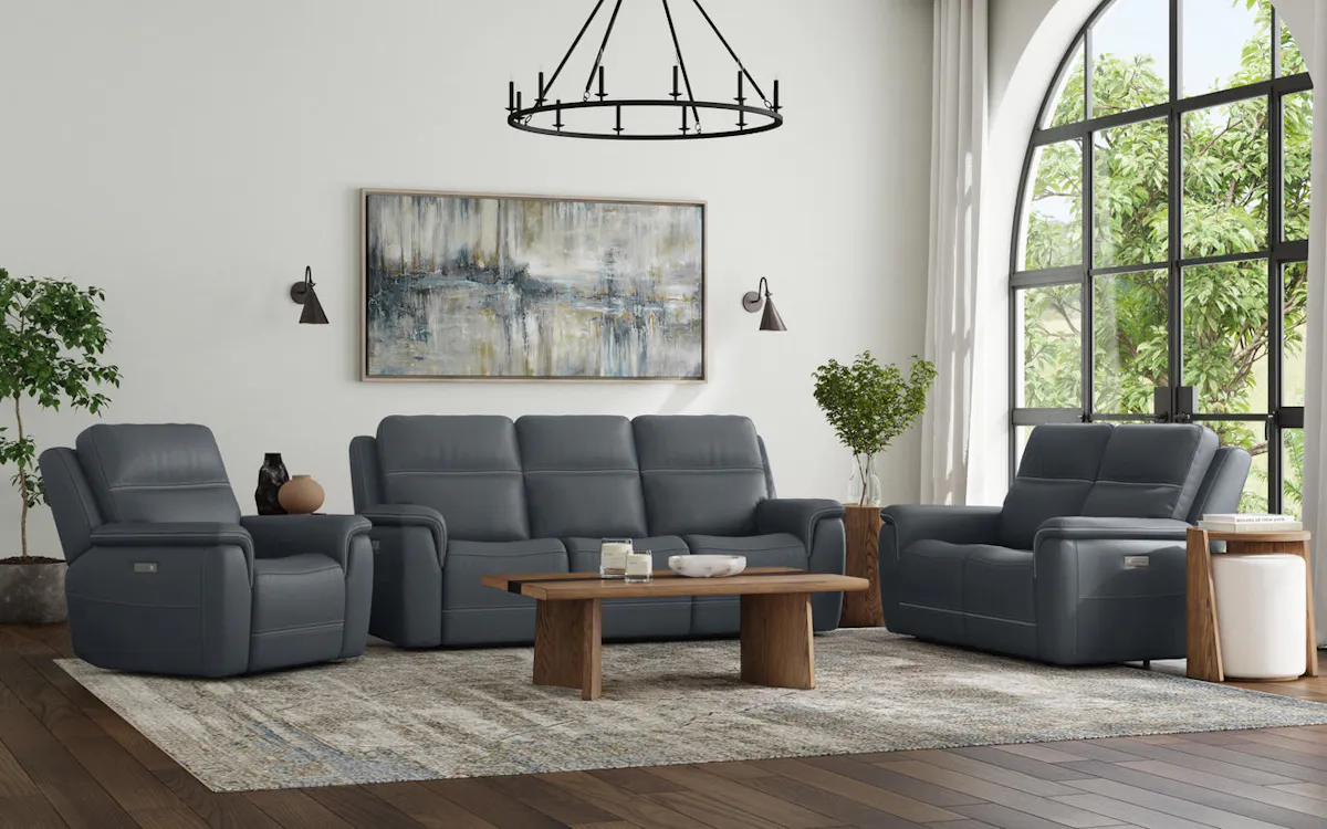 Flexsteel Furniture 1845-62PH-00942 Sawyer Marine Leather Power Reclining Sofa with Power Headrests and Lumbar Flexsteel Furniture 1845-62PH-00942 Sawyer Marine Leather Power Reclining Sofa with Power Headrests and Lumbar