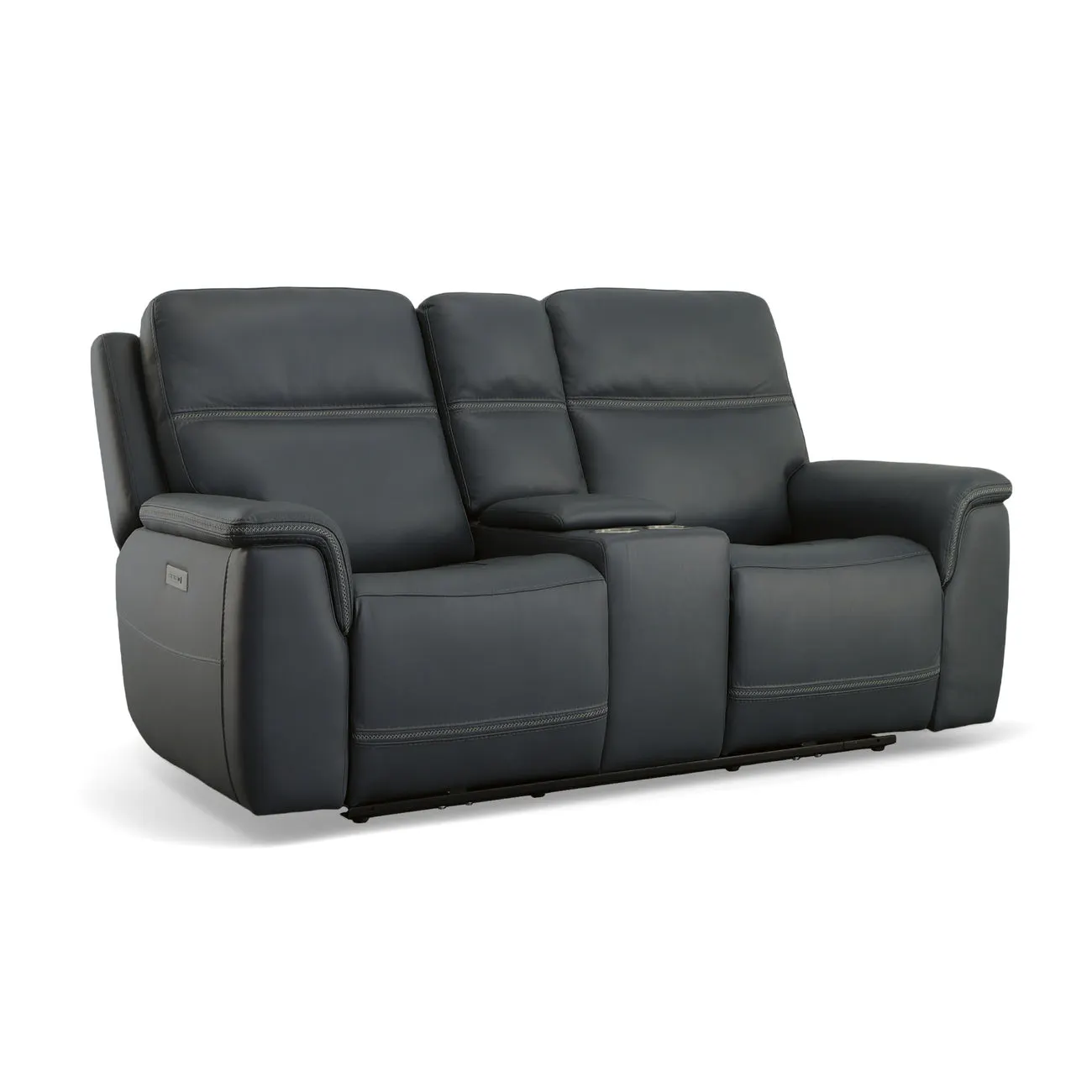 Flexsteel Furniture 1845-64PH-00942 Sawyer Marine Leather Pwr Recl Loveseat with Console, Power Headrests and Lumbar