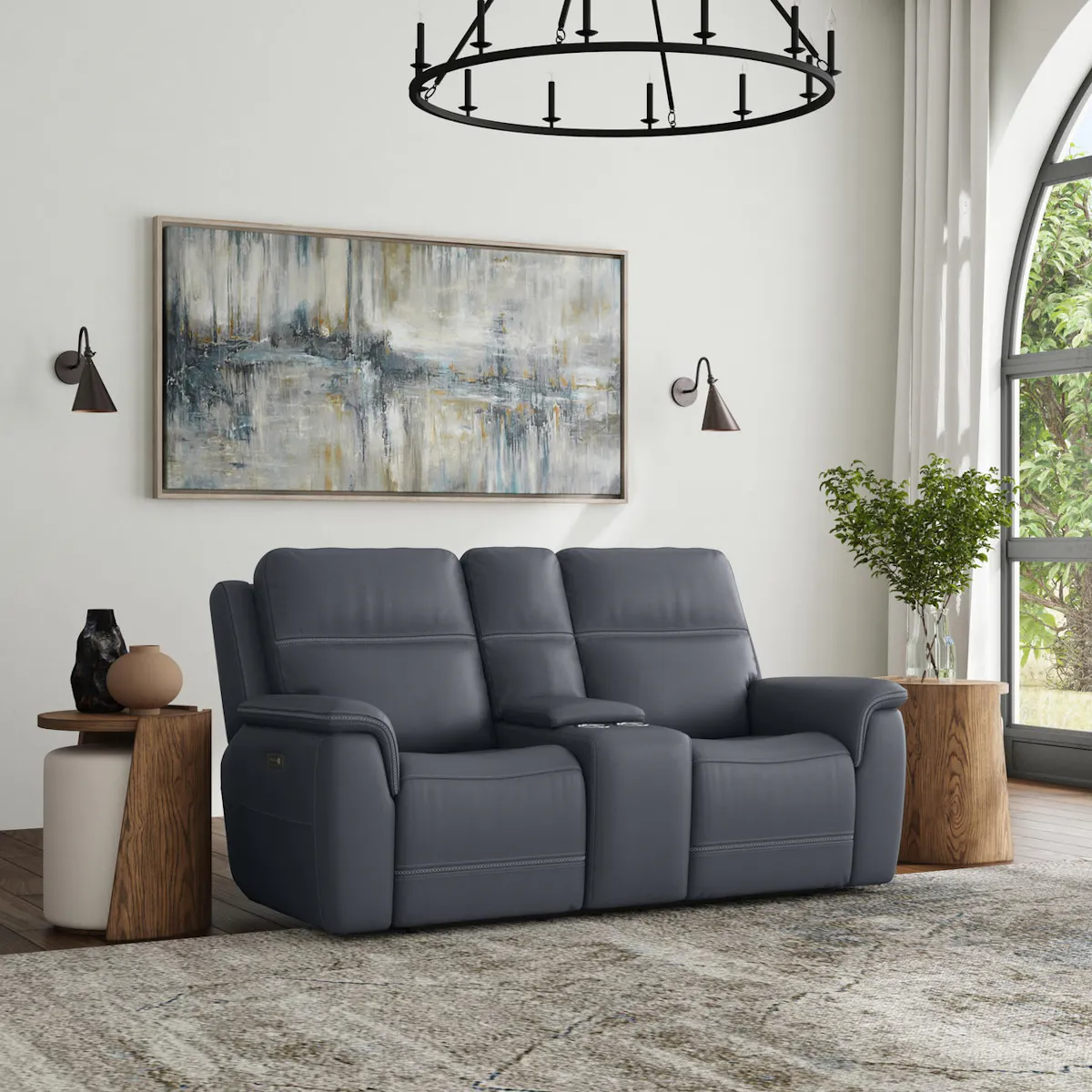Flexsteel Furniture 1845-64PH-00942 Sawyer Marine Leather Pwr Recl Loveseat with Console, Power Headrests and Lumbar Flexsteel Furniture 1845-64PH-00942 Sawyer Marine Leather Pwr Recl Loveseat with Console, Power Headrests and Lumbar