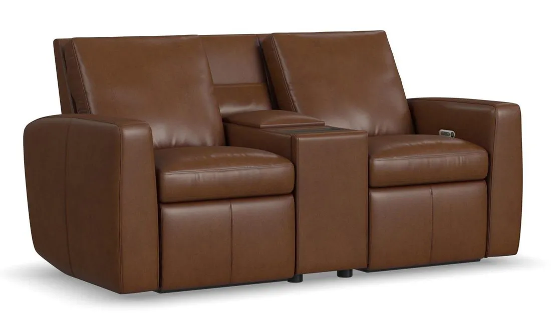 Flexsteel Furniture 1865-604P-73472 Aria Sedona Leather Power Reclining Loveseat with Console