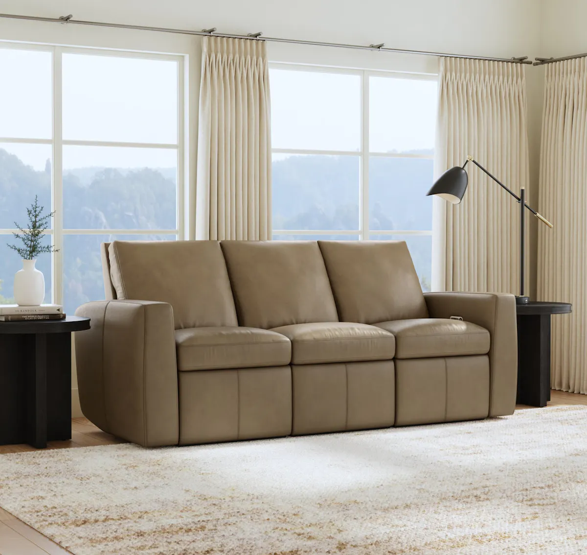 Flexsteel Furniture 1865-62P-73401 Aria Fawn Leather Power Reclining Sofa Flexsteel Furniture 1865-62P-73401 Aria Fawn Leather Power Reclining Sofa