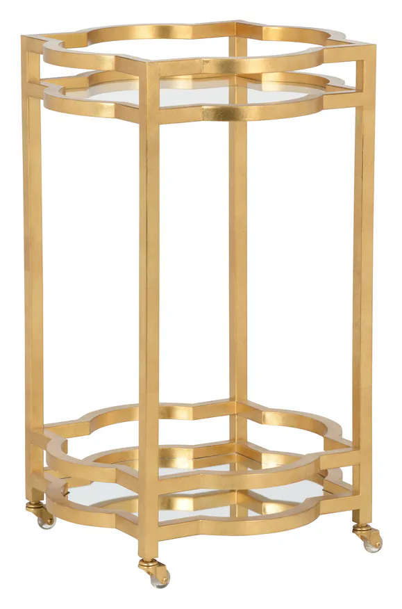 Chelsea House 370155 Quatrefoil Bar Cart Gold Chelsea House 370155 Quatrefoil Bar Cart Gold