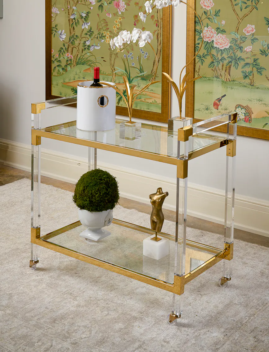 Chelsea House 383848 Acrylic Bar Cart Brass Chelsea House 383848 Acrylic Bar Cart Brass