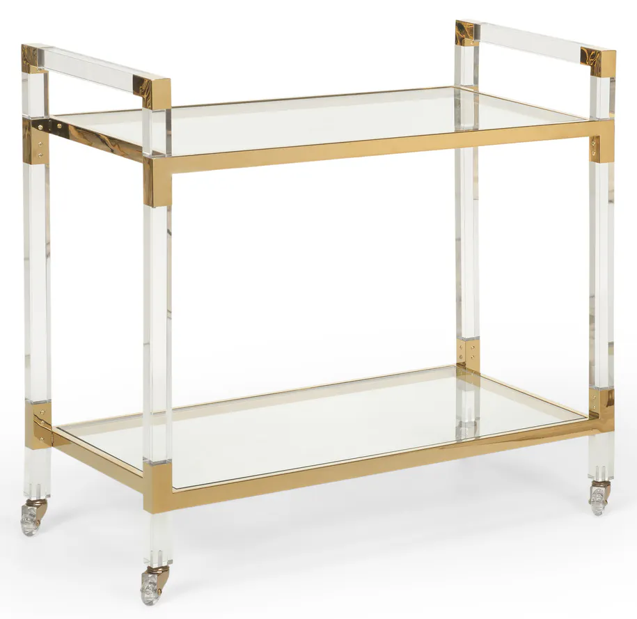Chelsea House 383848 Acrylic Bar Cart Brass Chelsea House 383848 Acrylic Bar Cart Brass