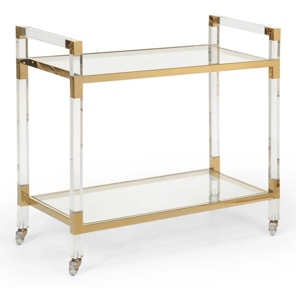 Chelsea House 383848 Acrylic Bar Cart Brass Chelsea House 383848 Acrylic Bar Cart Brass