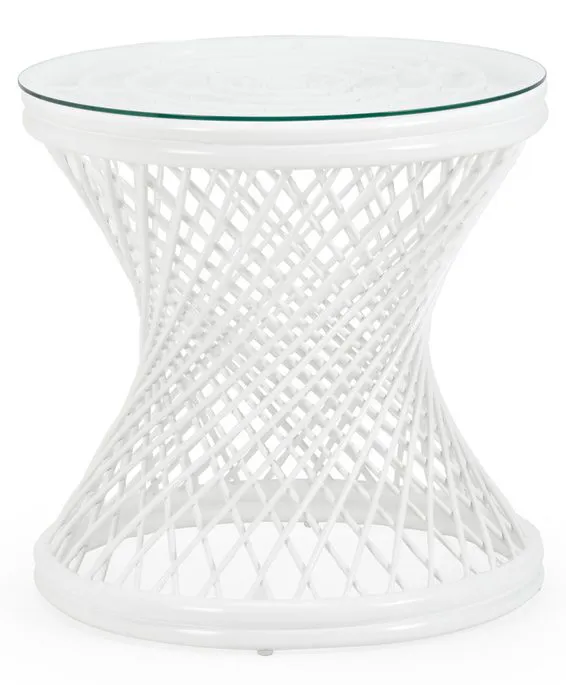 Chelsea House 384589 Rattan Side Table White