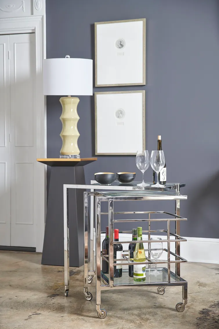 Chelsea House 384786 Rankin Bar Cart Nickel Chelsea House 384786 Rankin Bar Cart Nickel