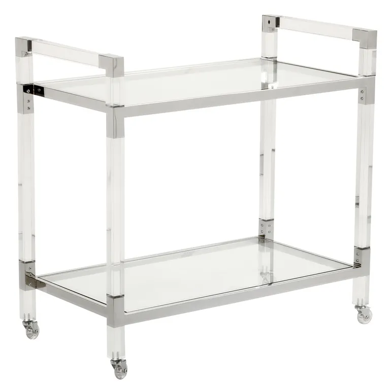 Chelsea House 384791 Acrylic Bar Cart Nickel Chelsea House 384791 Acrylic Bar Cart Nickel