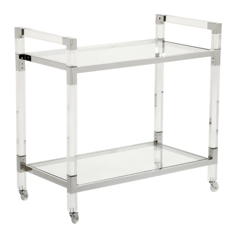 Chelsea House 384791 Acrylic Bar Cart Nickel Chelsea House 384791 Acrylic Bar Cart Nickel