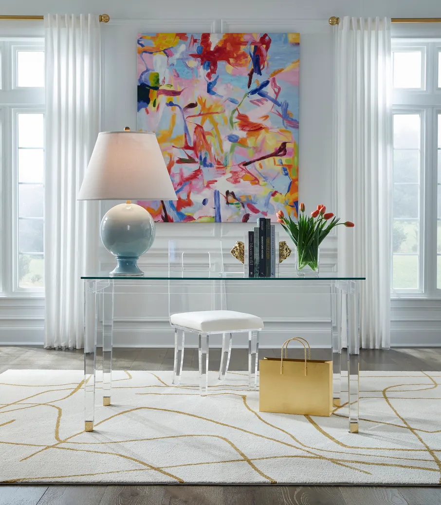 Chelsea House 384967 Acrylic Denver Desk Brass Chelsea House 384967 Acrylic Denver Desk Brass