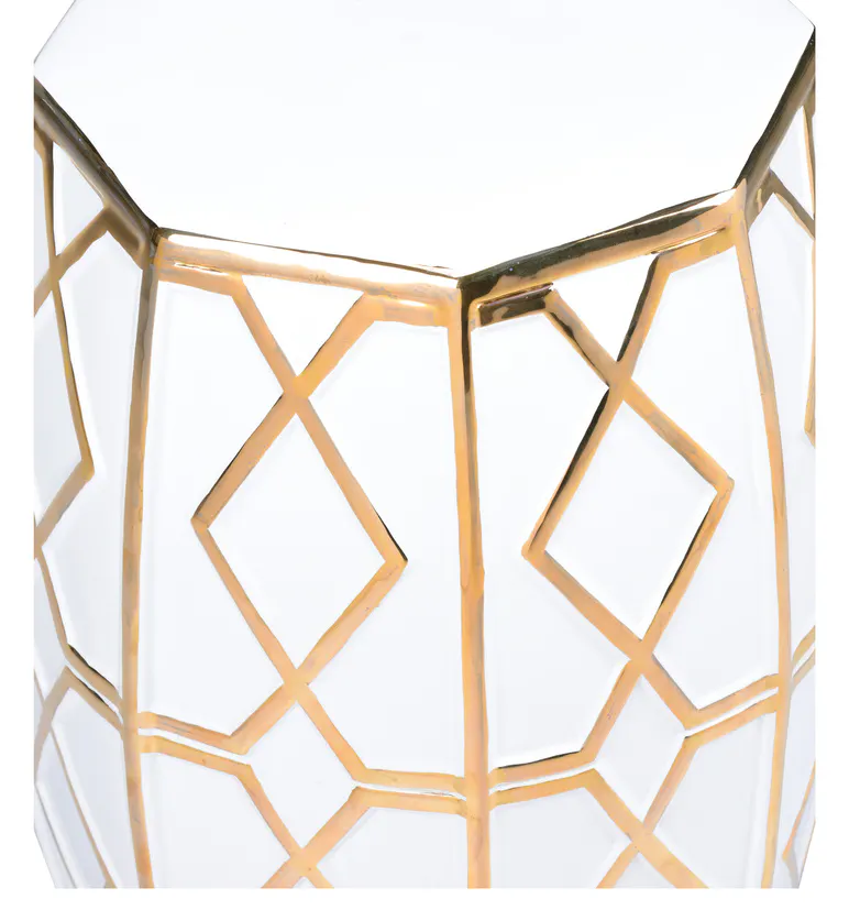 Chelsea House 385334 Andreu Garden Stool White/Gold Chelsea House 385334 Andreu Garden Stool White/Gold