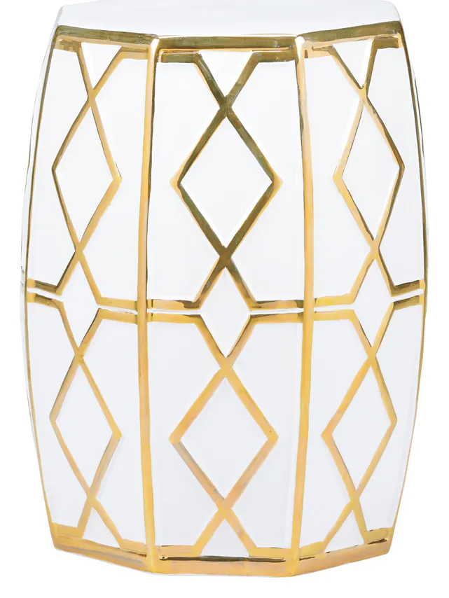 Chelsea House 385334 Andreu Garden Stool White/Gold Chelsea House 385334 Andreu Garden Stool White/Gold
