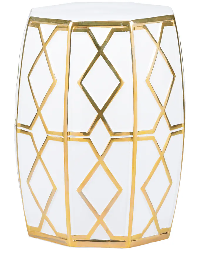 Chelsea House 385334 Andreu Garden Stool White/Gold Chelsea House 385334 Andreu Garden Stool White/Gold