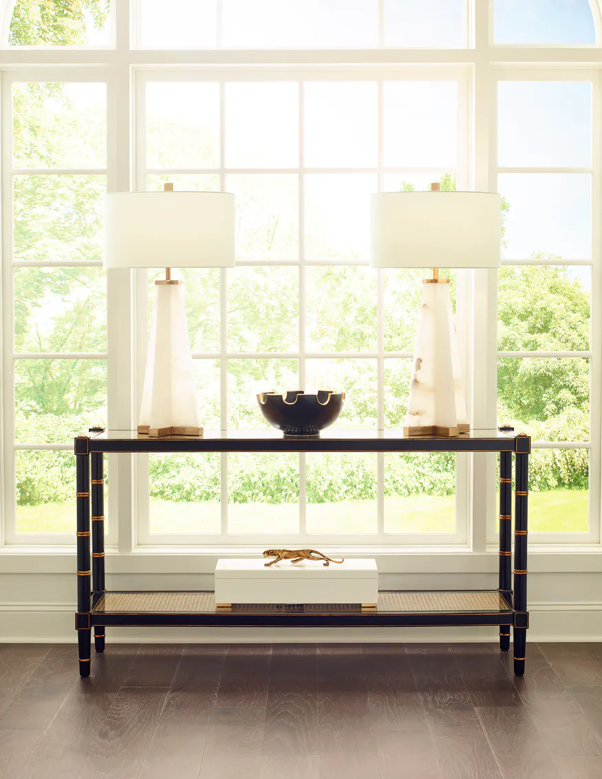 Chelsea House 385699 Conner Cane Console Black Chelsea House 385699 Conner Cane Console Black