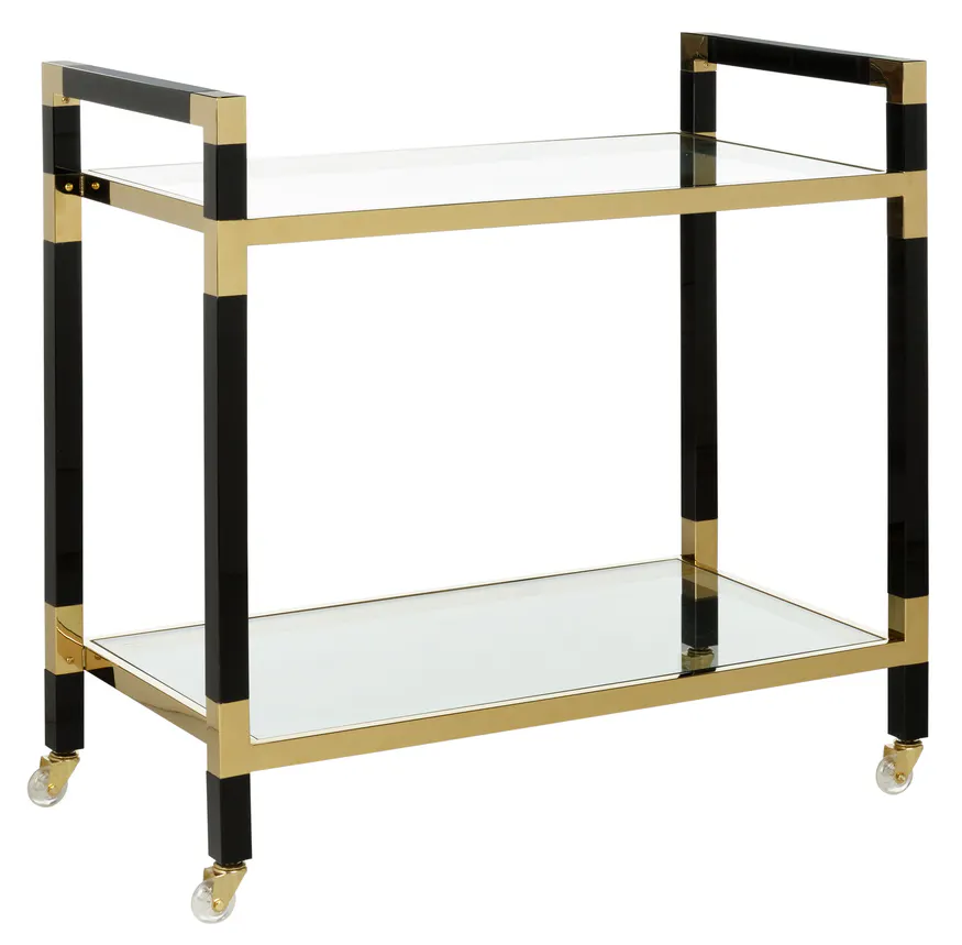 Chelsea House 385705 Acrylic Bar Cart Black/Brass Chelsea House 385705 Acrylic Bar Cart Black/Brass
