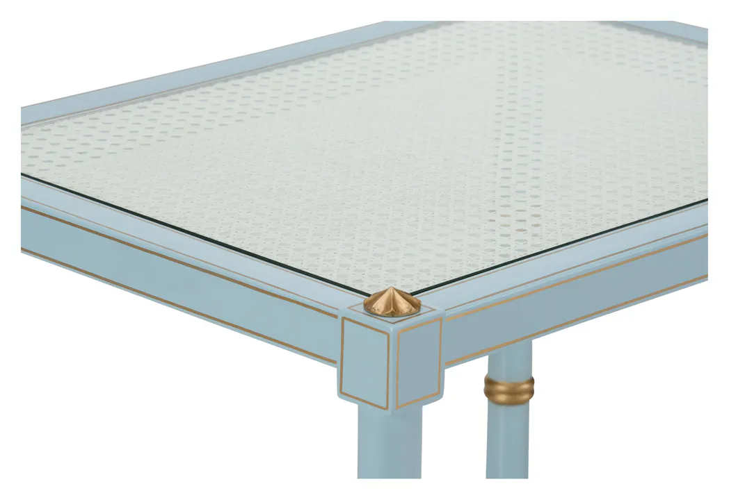 Chelsea House 385707 Conner Cane End Table Blue Chelsea House 385707 Conner Cane End Table Blue