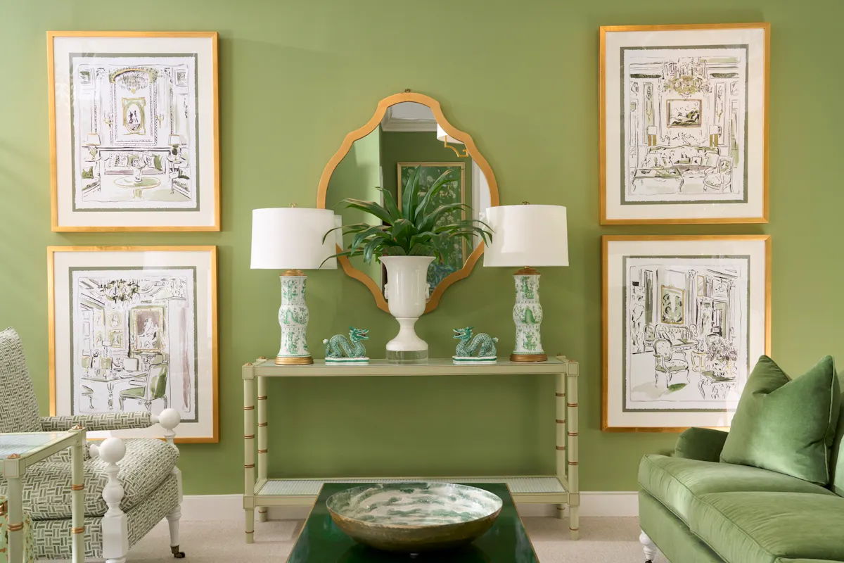Chelsea House 385711 Conner Cane Console Green Chelsea House 385711 Conner Cane Console Green