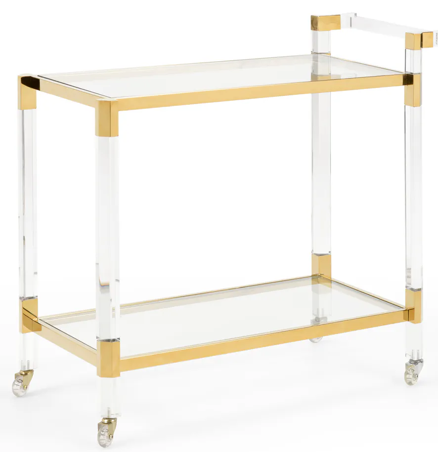 Wildwood Furniture 490545 Boulevardier Bar Cart Clear Gold Wildwood Furniture 490545 Boulevardier Bar Cart Clear Gold