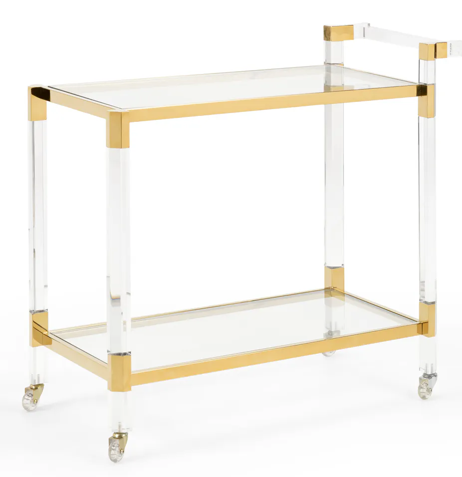 Wildwood Furniture 490545 Boulevardier Bar Cart Clear Gold Wildwood Furniture 490545 Boulevardier Bar Cart Clear Gold