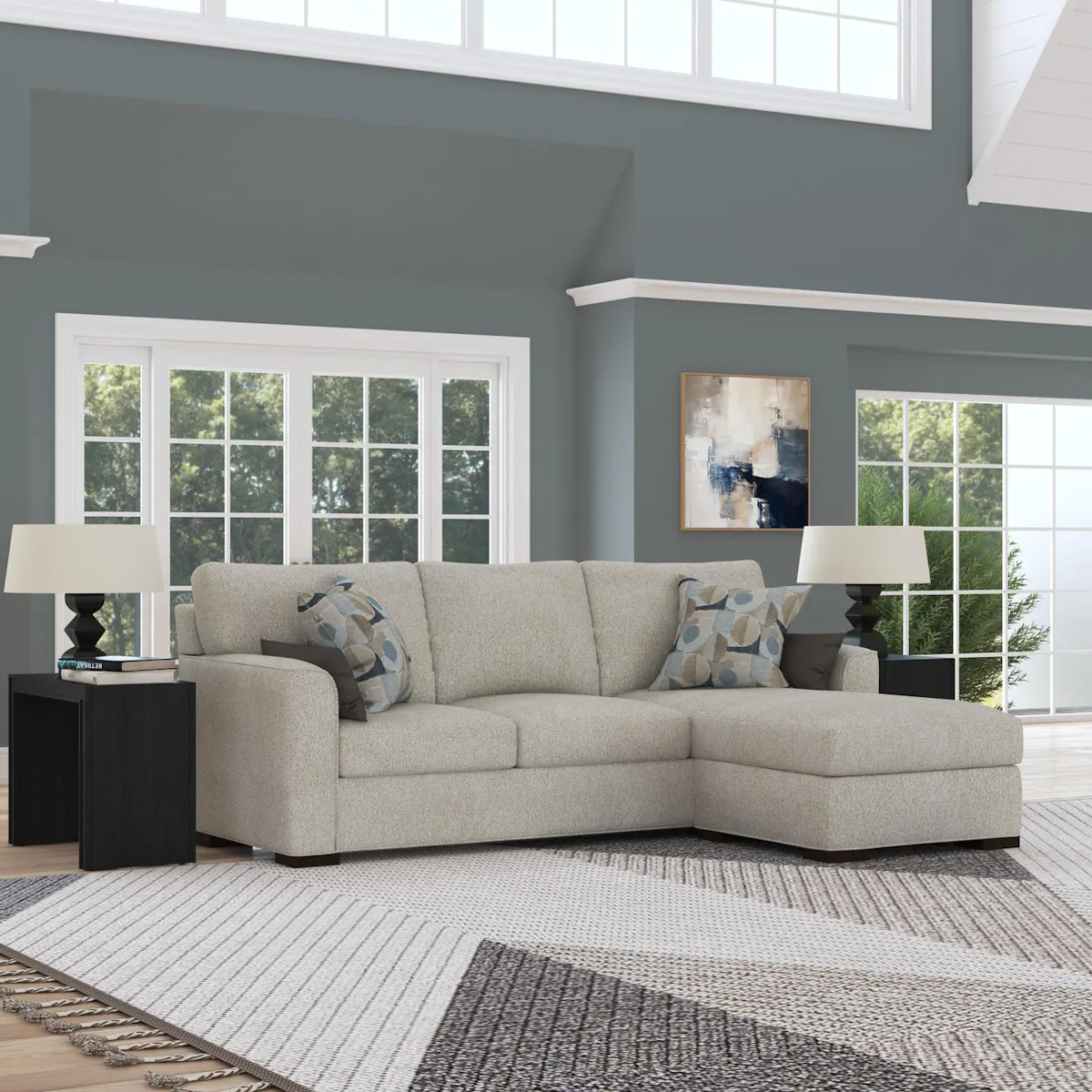 Flexsteel Furniture 5025-312 Jasper Fabric Reversible Chaise Sofa Flexsteel Furniture 5025-312 Jasper Fabric Reversible Chaise Sofa