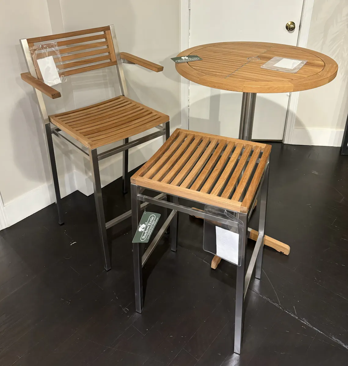 Barlow Tyrie 2EQCH07 Equinox High Bistro Table and Stools Barlow Tyrie 2EQCH07 Equinox High Bistro Table and Stools