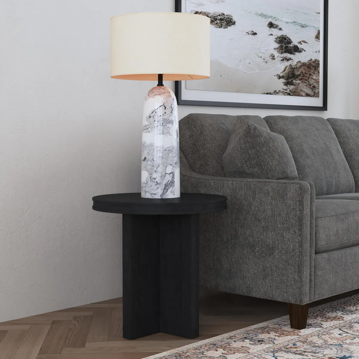 Flexsteel Furniture W1027-02 Waterfall Black Round End Table Flexsteel Furniture W1027-02 Waterfall Black Round End Table
