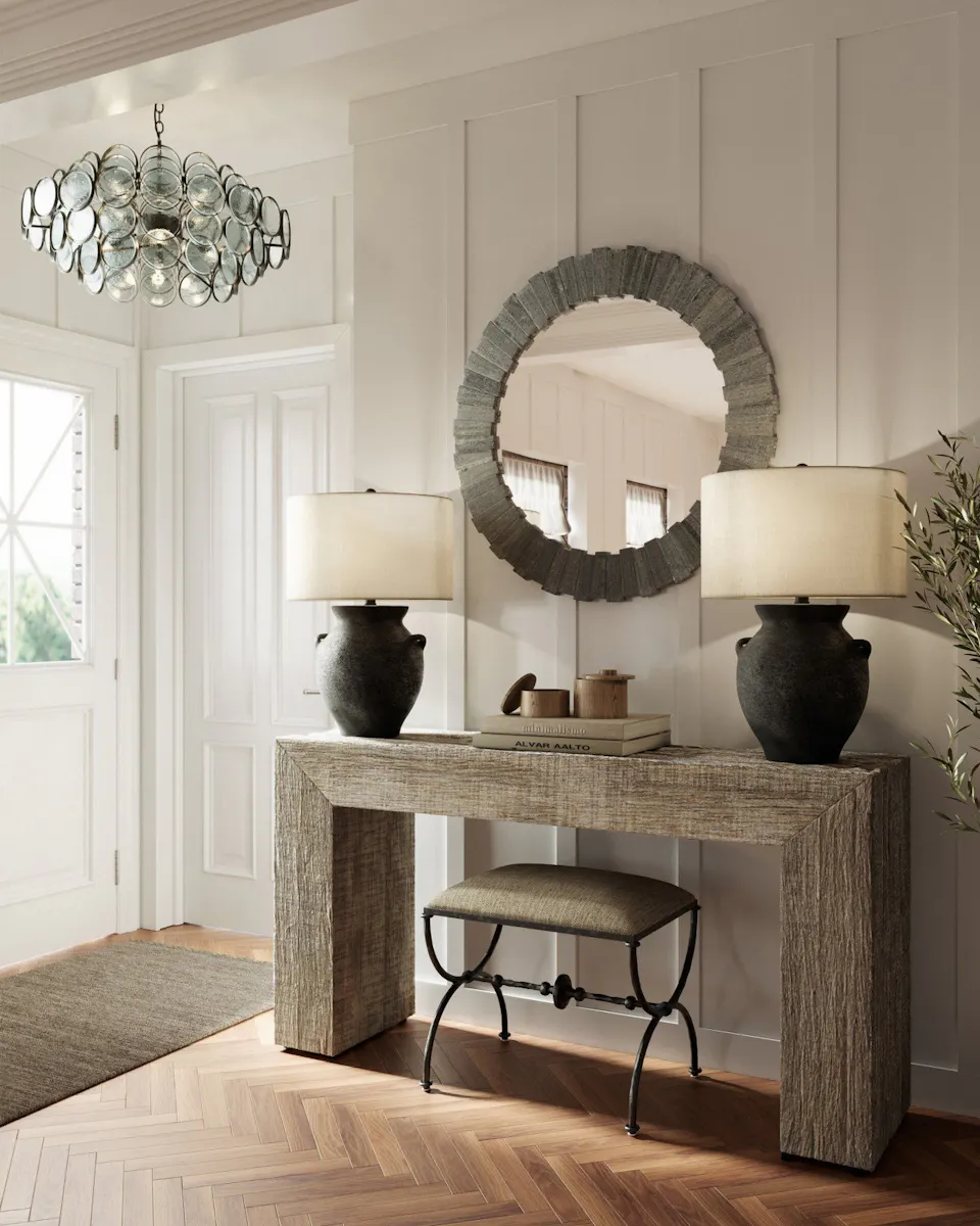 Currey and Company 3000-0170 Kanor Whitewash Console Table Currey and Company 3000-0170 Kanor Whitewash Console Table