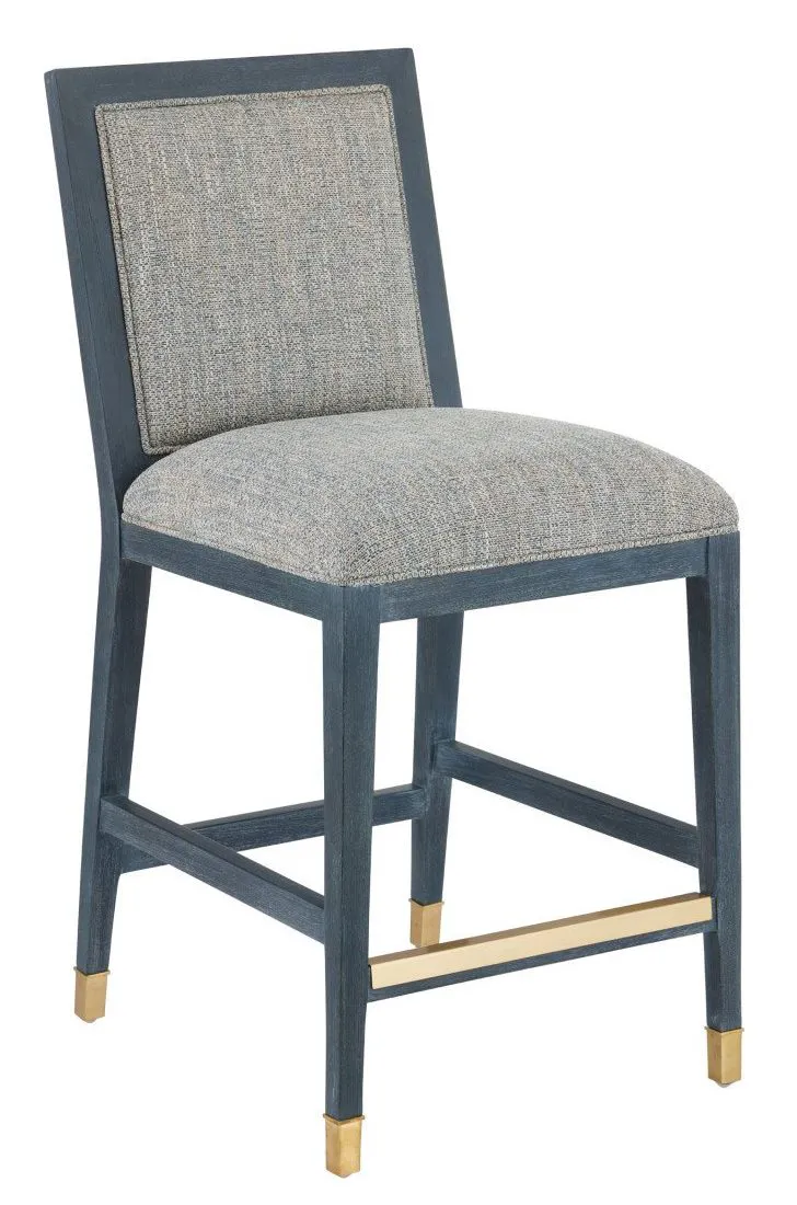 Currey and Company 7000-0902 Santos Vintage Navy Counter Stool Barrett Dusk